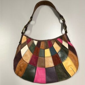 Lucky Brand Leather Patchwork Shoulder Hobo Bag